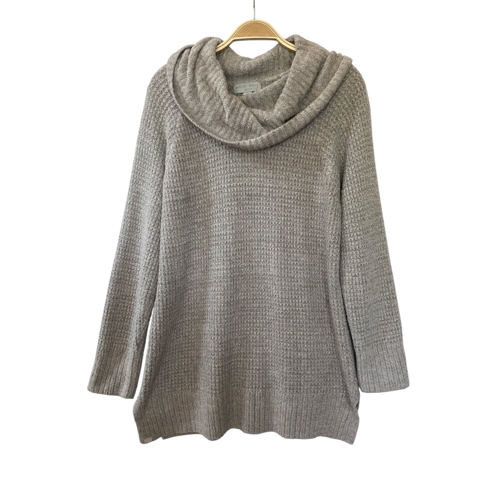 Barefoot Dreams Cozychic Lite Cowl Neck Tunic Sweater Women XL Gray Coastal